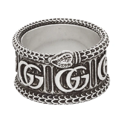 Shop Gucci Silver Gg Marmont Ring In 0811 Agdsil