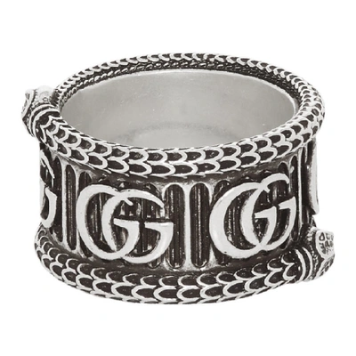 Shop Gucci Silver Gg Marmont Ring In 0811 Agdsil