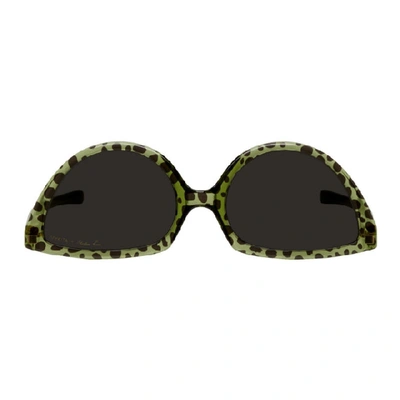 Shop Martine Rose Green And Black Mykita Edition Leopard Sos Sunglasses In 924 Green L