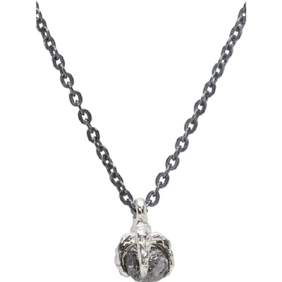 Shop Pearls Before Swine Gunmetal Raw Diamond Necklace In .925 Silver