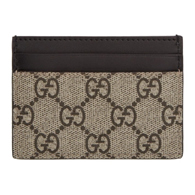 Shop Gucci Beige Gg Supreme Tiger Card Holder In 8666 Eb/mu