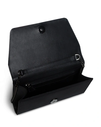 Shop Akris Anouk Mini Satin Clutch Bag With Onyx Trapezoid In Black