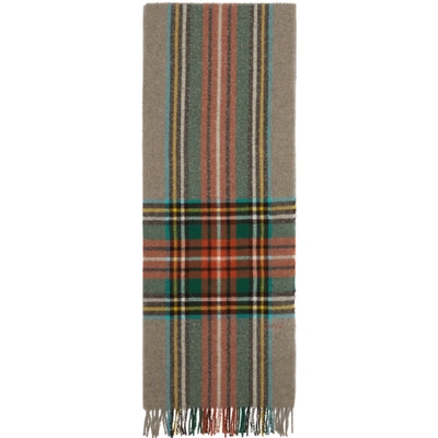 Shop Gucci Multicolor Check Wool Scarf In 9776 Beige