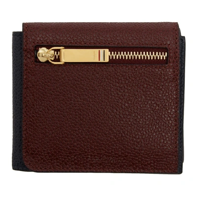 Shop Thom Browne Burgundy And Navy Front Flap Wallet In 996 Multi