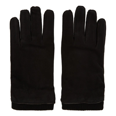 Shop Giorgio Armani Black Lambskin Gloves