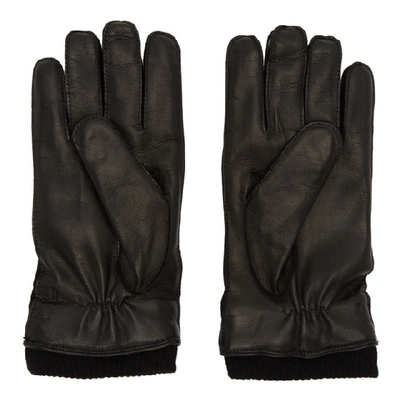 Shop Giorgio Armani Black Lambskin Gloves