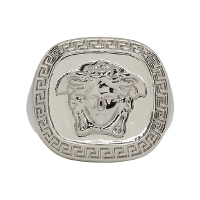 Shop Versace Silver Medusa Ring In D00p Pallad