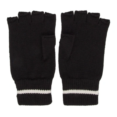 Shop Saint Laurent Black Wool Stripe Fingerless Gloves In 1078 Blkivo