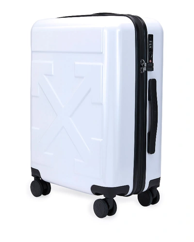 Shop Off-white Arrow Hard Shell Spinner Trolly Luggage, White