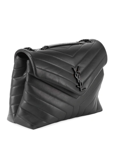 Saint Laurent Loulou Medium Chain Shoulder Bag In Black