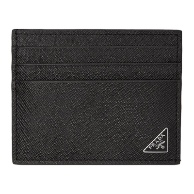 Shop Prada Black Saffiano Triangle Card Holder In F0002 Nero