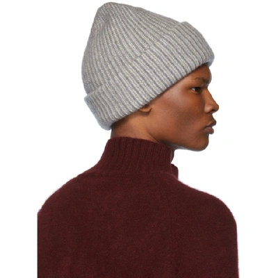 Shop The Elder Statesman Grey Watchman Cap Beanie In Gry Wht