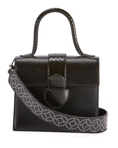 Shop Alaïa Leonie Small Snakeskin Top Handle Bag In Noir