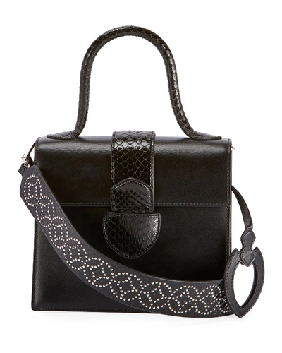 Shop Alaïa Leonie Small Snakeskin Top Handle Bag In Noir