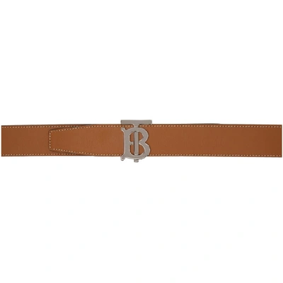 Shop Burberry Tan Monogram Belt In Black/tan