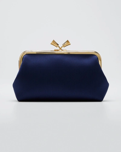 Shop Anya Hindmarch Maud Tassel Satin Clutch Bag In Blue