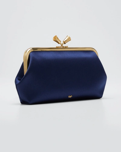 Shop Anya Hindmarch Maud Tassel Satin Clutch Bag In Blue