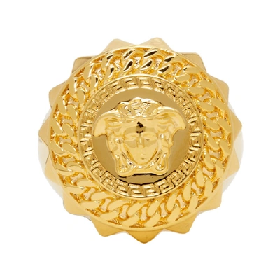 Shop Versace Gold Medusa Signet Ring In D00h Gold