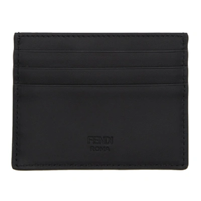 Shop Fendi Black And Silver Bag Bugs Card Holder In F06hp.greys