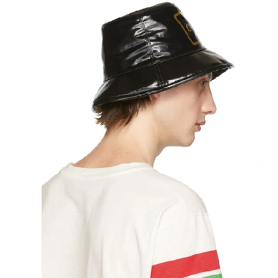 Gucci Men's Shiny Bucket Hat With Framed Logo In Black