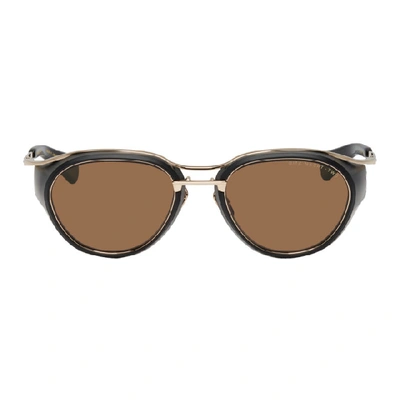 Shop Dita Gold And Black Matte Nacht-two Sunglasses In Matteblack