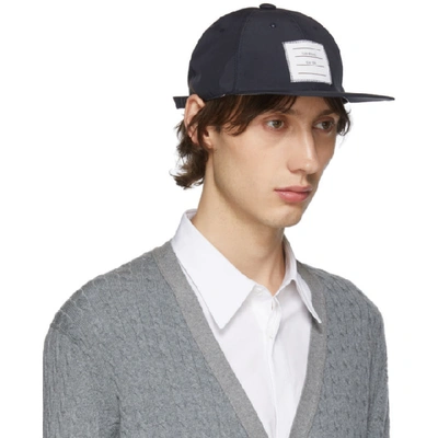 Shop Thom Browne Navy Logo Baseball Cap In 415 Navy