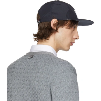 Shop Thom Browne Navy Logo Baseball Cap In 415 Navy