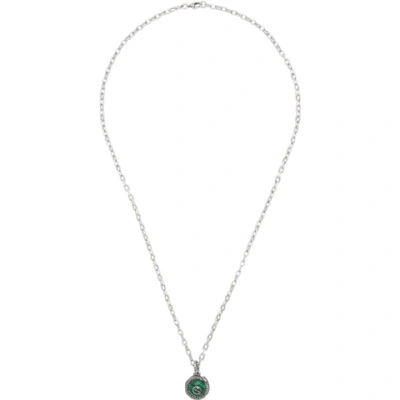 Shop Gucci Silver And Green  Garden Necklace In 4401 Silgrn