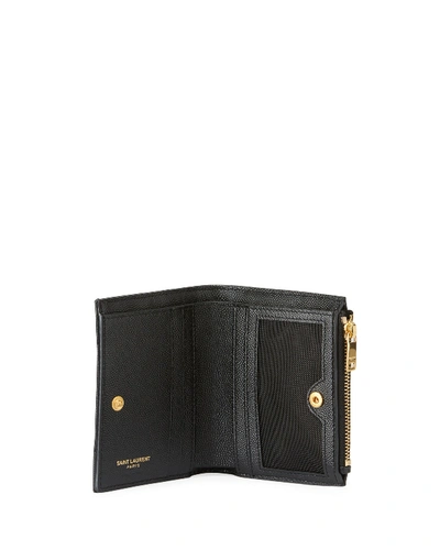 Shop Saint Laurent Monogram Quilted Grain Wallet In Black