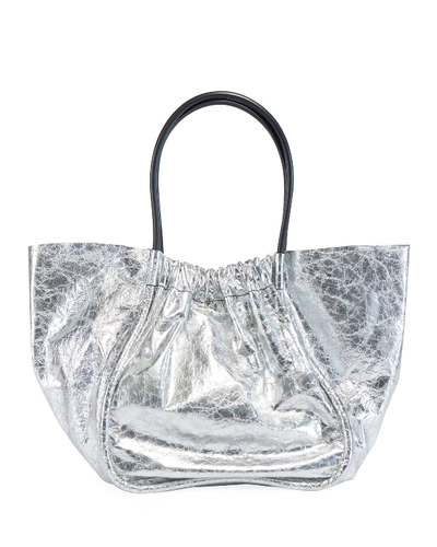 Shop Proenza Schouler Xl Ruched Tote Bag In Silver