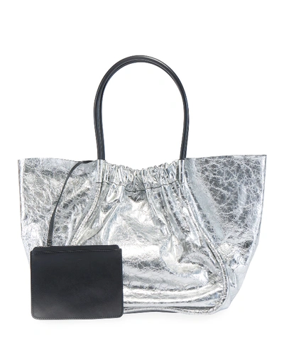 Shop Proenza Schouler Xl Ruched Tote Bag In Silver
