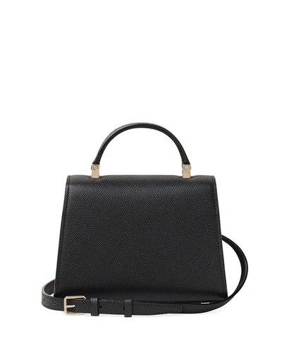 Shop Valextra Saffiano Iside Micro Top Handle Bag In Black