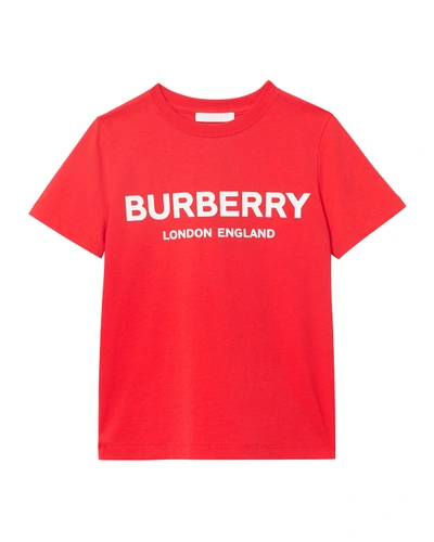 Shop Burberry Robbie Cotton Logo Tee In Red