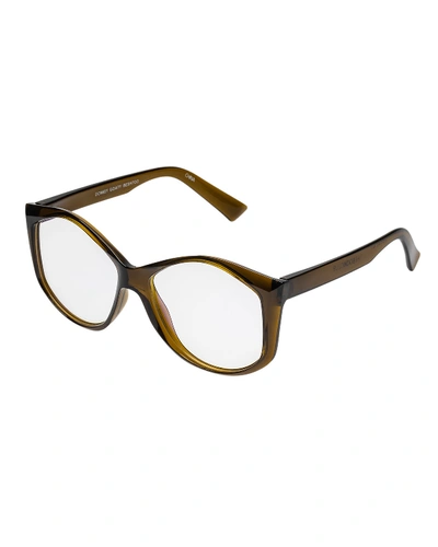 Shop The Book Club Donkey Goaty Round Reading Glasses In Olive