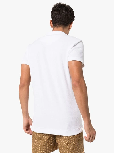 Shop Orlebar Brown Terry Cotton Polo Shirt In White