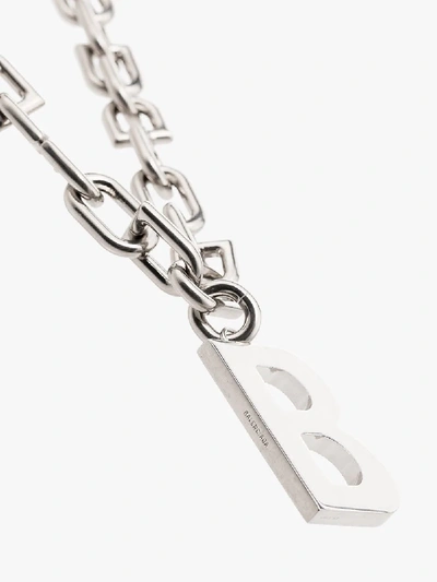 Shop Balenciaga Silver Tone B Chain Necklace