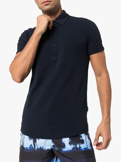 Shop Orlebar Brown Sebastian Cotton Polo Shirt In Blue