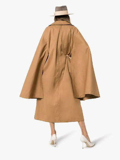 Shop Lemaire Cape Belted Trench Coat In Brown
