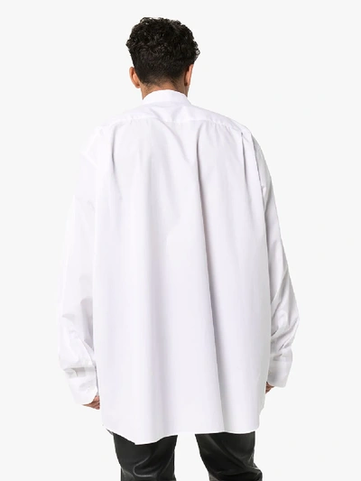 Shop Raf Simons Embroidered Oversized Cotton Shirt In White