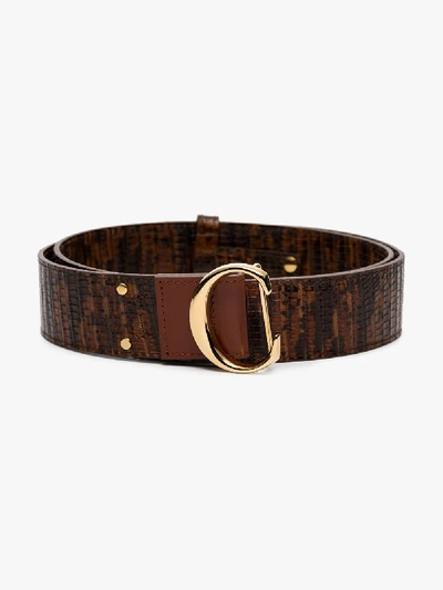 Shop Chloé Brown Lizard Effect Leather Belt