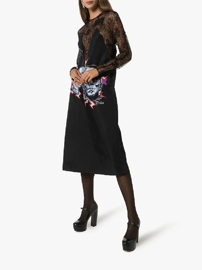 Prada Frankenstein-print Lace-panel Dress In Black | ModeSens