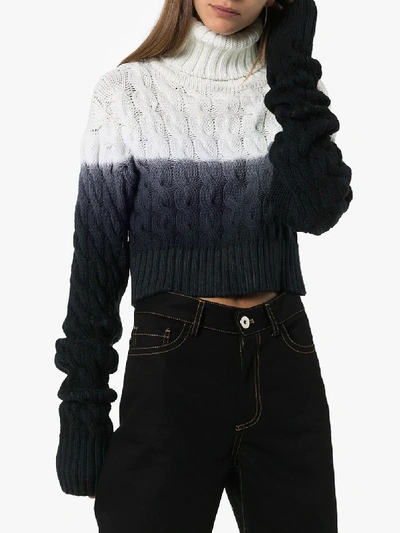 Shop Matthew Adams Dolan Dip-dye Cable Knit Turtleneck Sweater In White