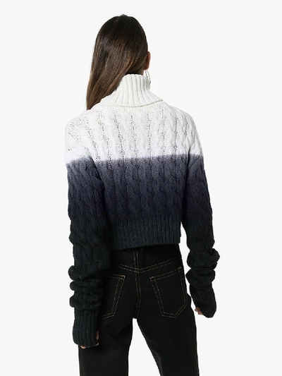 Shop Matthew Adams Dolan Dip-dye Cable Knit Turtleneck Sweater In White