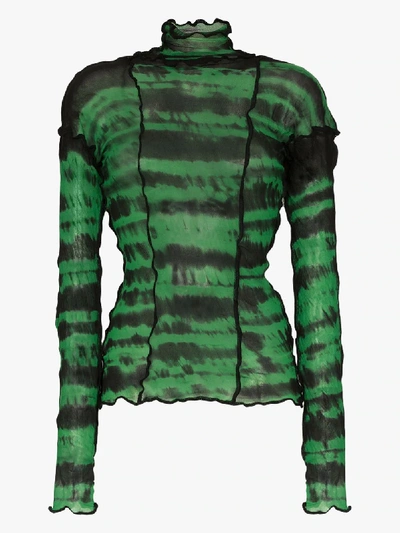 Shop Asai Tie-dye Turtleneck Top In Green/black