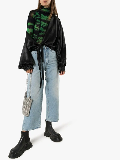 Shop Asai Tie-dye Turtleneck Top In Green/black