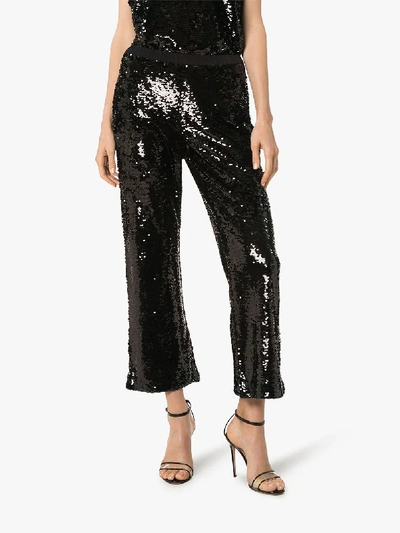Shop Figue Verushka Sequinned Trousers In Black