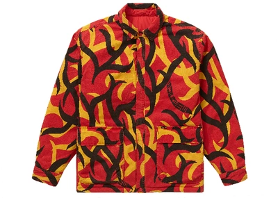 Pre-owned Supreme  Reversible Puffy Work Jacket Red Tribal Camo