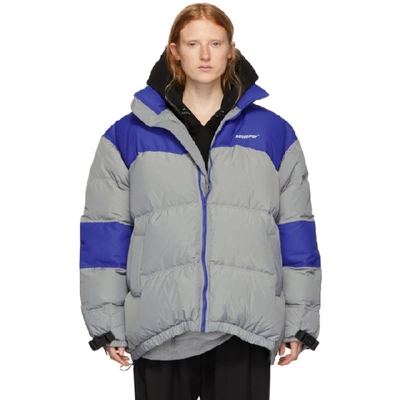 Shop Ader Error Grey And Blue Down Dup Puffer Jacket