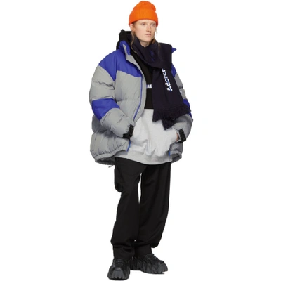 Shop Ader Error Grey And Blue Down Dup Puffer Jacket