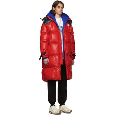 Shop Ader Error Red Down Ae Logo Puffer Coat In Red Red